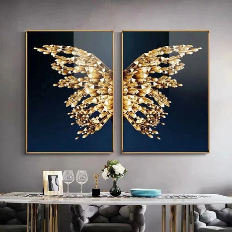 Luxury Butterfly Wall Art Set for Living Room and Restaurant Decor