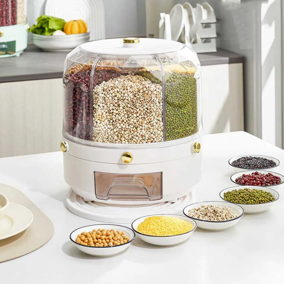 360° Rotating Moisture-Proof Rice Dispenser Storage Box